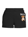 Moschino Teddy Motif Embroidered Track Shorts In Fantasy Print Black