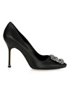 Manolo Blahnik Hangisi 105 Embellished Leather Pumps In Black