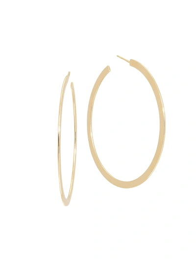 Lana Jewelry Women's Flat Edge 14k Yellow Gold Hoop Earrings/2"