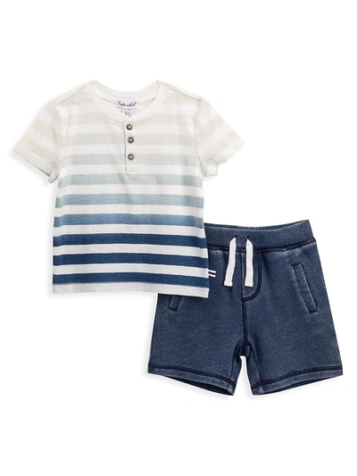 Splendid Baby Boy's 2-piece Bleach Dip-dye Henley & Shorts Set In Open Blue