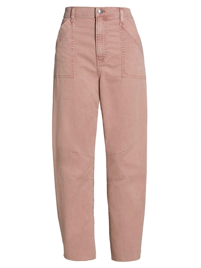 Veronica Beard Charli Barrel Pant With Patch Pockets In Rosewood