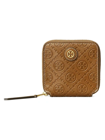 Tory Burch T Monogram Leather Bi-fold Wallet In Moose