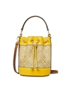 Tory Burch Mini T Monogram Jacquard Bucket Bag In Gold Finch