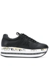 Premiata Sneakers In Shiny Leather And Suede In Black