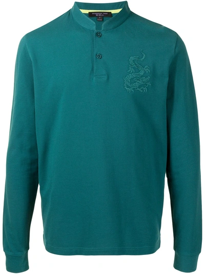 Shanghai Tang Dragon-embroidery Polo Shirt In Green