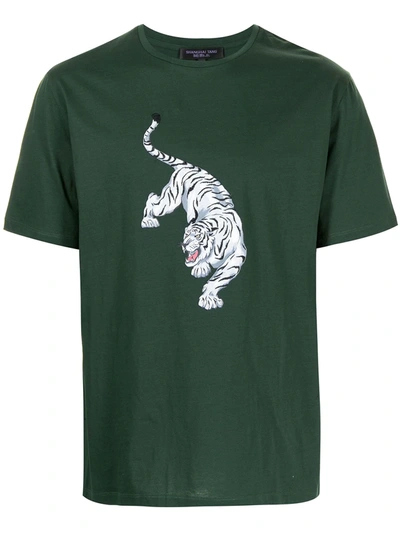 Shanghai Tang Embroidered Tiger T-shirt In Green