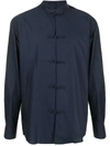 SHANGHAI TANG MANDARIN COLLAR CHAMBRAY SHIRT