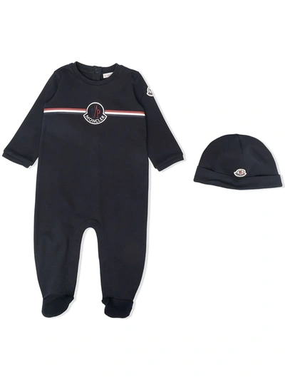 Moncler Pyjamas And Hat Babygrow Set In 蓝色