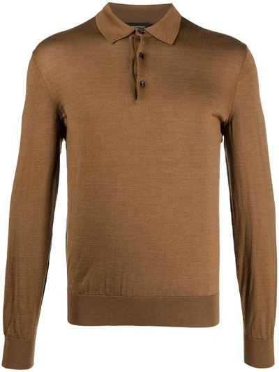 Ermenegildo Zegna Knitted Polo Shirt In Brown