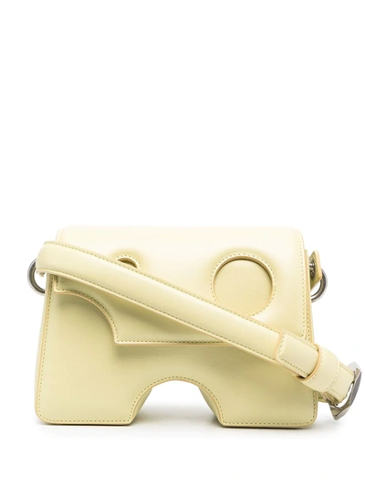 Off-white Burrow Cutout Leather Shoulder Bag In Yellow