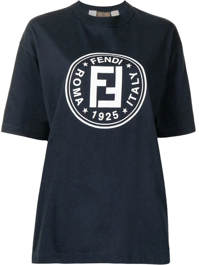Pre-owned Fendi 2000s Logo Print T-shirt In Black