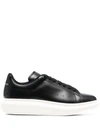 Alexander Mcqueen Oversized Leather Platform Sneakers In Black Black