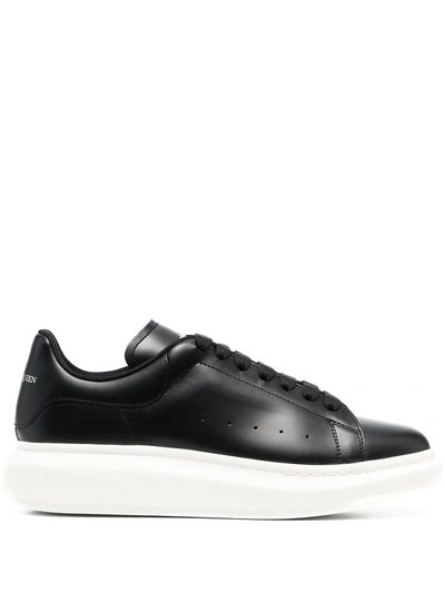 Alexander Mcqueen Oversized Leather Platform Sneakers In Black