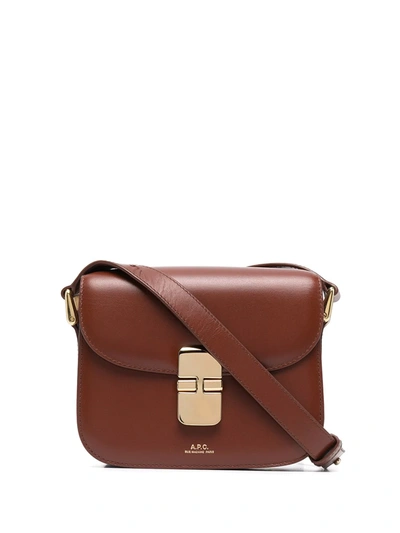 Apc Brown Leather Grace Mini Crossbody Bag