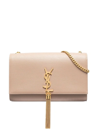 Saint Laurent Kate Medium Ysl Monogram Grain De Poudre Crossbody Bag In Neutrals