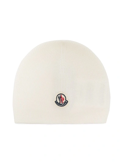 Moncler Babies' Logo-patch Beanie In White