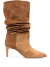 PARIS TEXAS RUCHED SUEDE ANKLE BOOTS