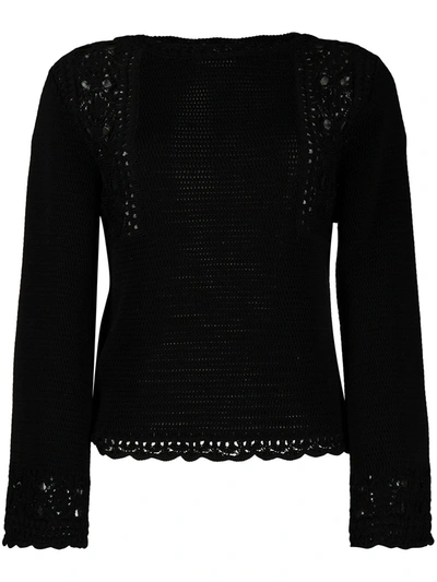 Saint Laurent Bell-sleeves Knitted Top In Black