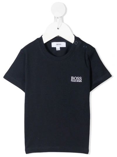 Bosswear Babies' Logo-print Cotton T-shirt In 蓝色