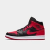 Nike Air Jordan Retro 1 Mid Casual Shoes In Black/red