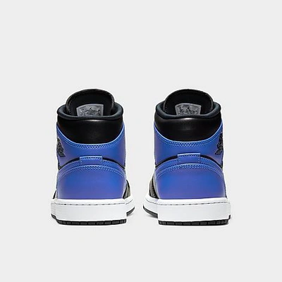 Nike Air Jordan Retro 1 Mid Casual Shoes Size 12.0 Leather In Black/hyper Royal/white