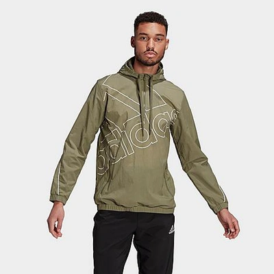 Adidas Originals Adidas Men's Essentials Giant Logo Windbreaker Jacket In Green