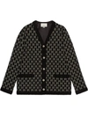 Gucci Black Metallic Monogram Intarsia Cardigan In 1080