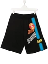 Dsquared2 Teen Traveler Patch Track Shorts In Black