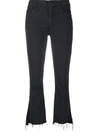 Mother The Insider Crop Step Fray Jeans In Not Gulity In Black