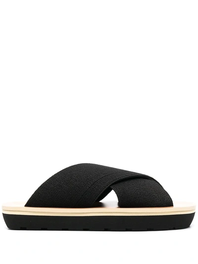 Proenza Schouler Sport Elastic Slide Sandals, Black In Black,brown