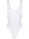 Reina Olga Ruby Ribbed High-rise Swimsuit In White