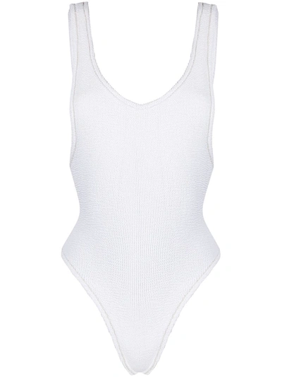 Reina Olga Ribbed Brazilian Swimsuit In White