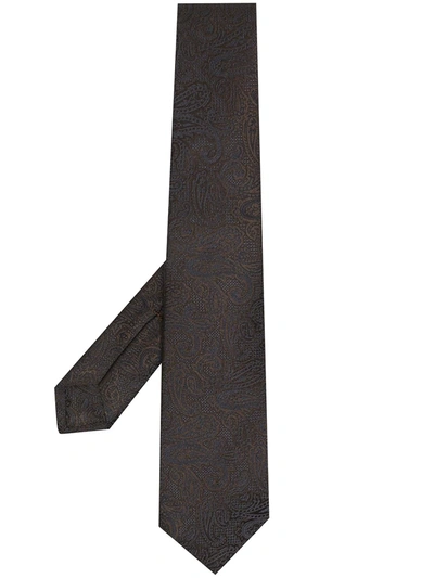 Kiton Paisley Print Tie In Brown