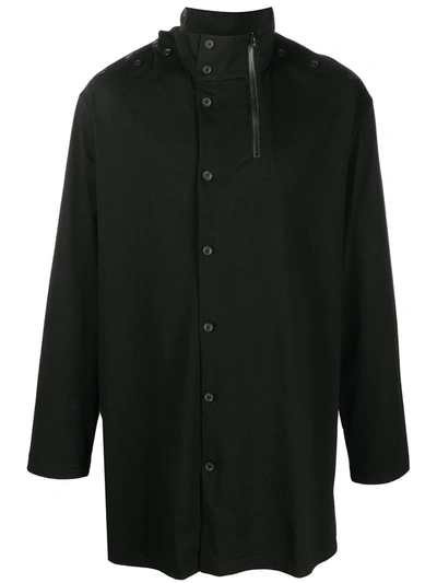 Yohji Yamamoto Off-centre Button Up Jacket In Black