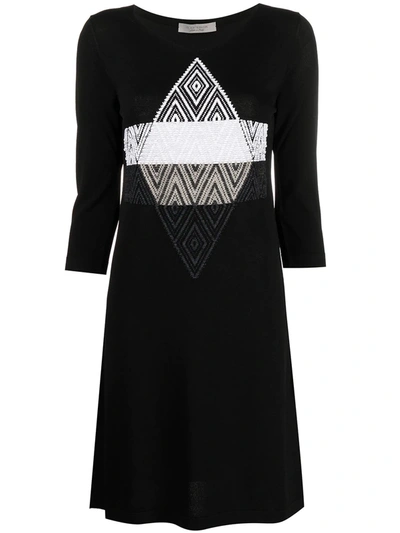 D-exterior Embroidered Shirt Dress In Black