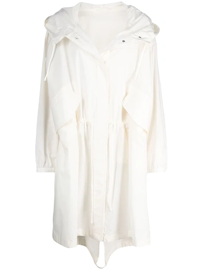 Jil Sander Logo-print Hooded Raincoat In White