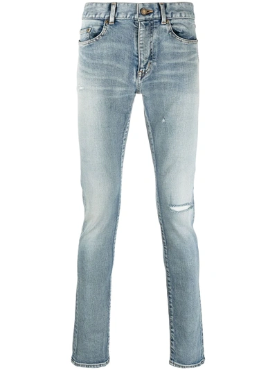 SAINT LAURENT DISTRESSED-DETAIL SKINNY-FIT JEANS