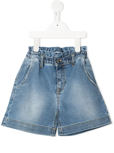 Msgm Kids' Elasticated Denim Shorts In Blue