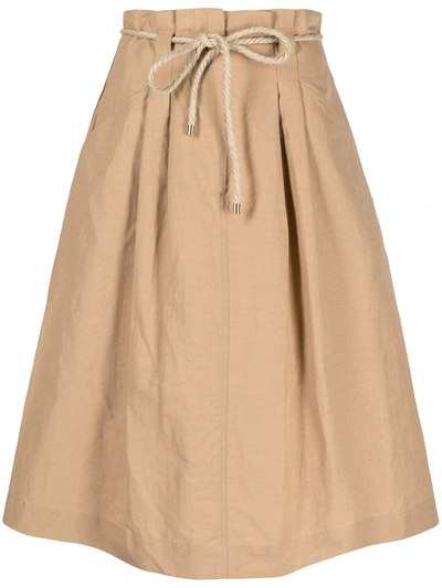Seventy Tie-waist Midi Skirt In Neutrals