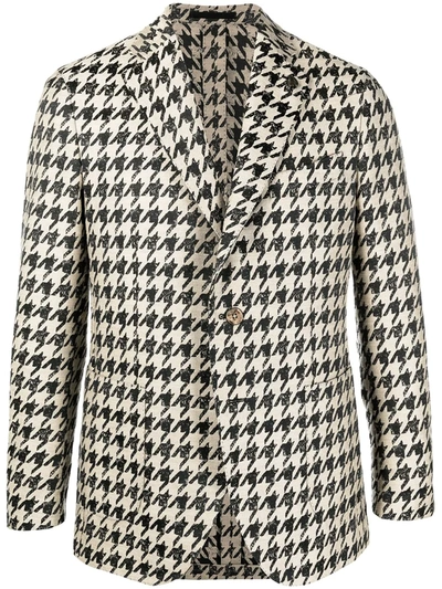 Gabriele Pasini Houndstooth Single-breasted Blazer In Neutrals