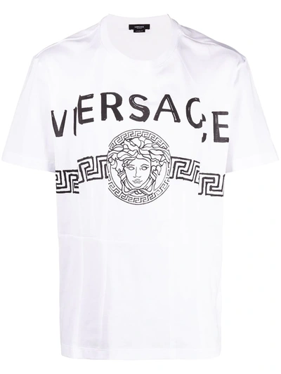 Versace Assembled Medusa Logo T-shirt In White