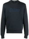 Herno Lettering Embroidered Sweatshirt In Blue In Navy