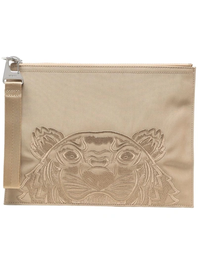 Kenzo Tiger-motif Clutch Bag In Neutrals