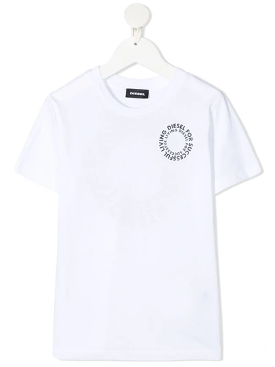 Diesel Kids' Logo-print Cottont-shirt In White
