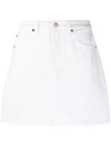7 For All Mankind Cotton Denim Mini Skirt In Prince St In White