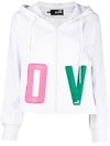 LOVE MOSCHINO PATCH-DETAIL ZIP-UP HOODIE