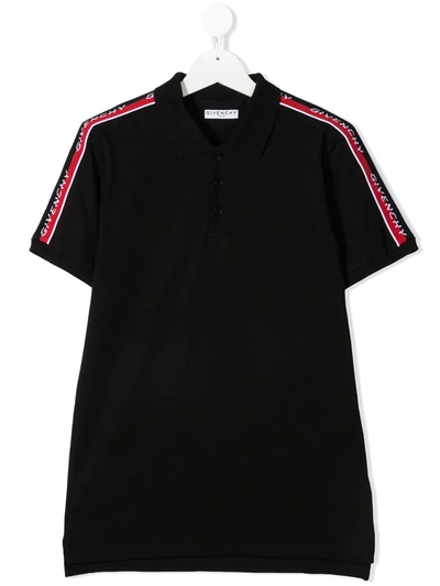 Givenchy Teen Logo-embellished Polo Shirt In Black