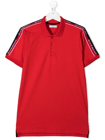 Givenchy Kids' Logo-embellished Polo Shirt In Red
