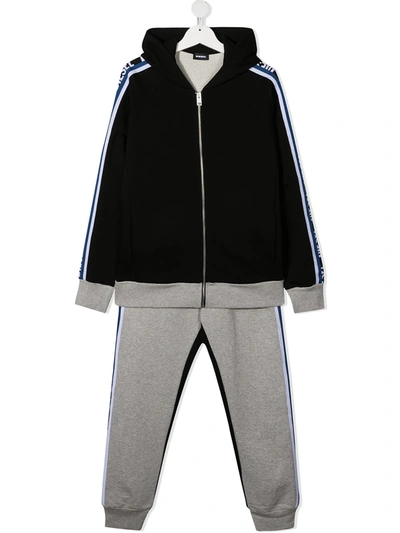 Diesel Teen Two Piece Tracksuit Set In Black