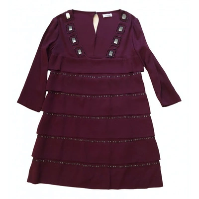 Pre-owned Pinko Silk Mini Dress In Burgundy